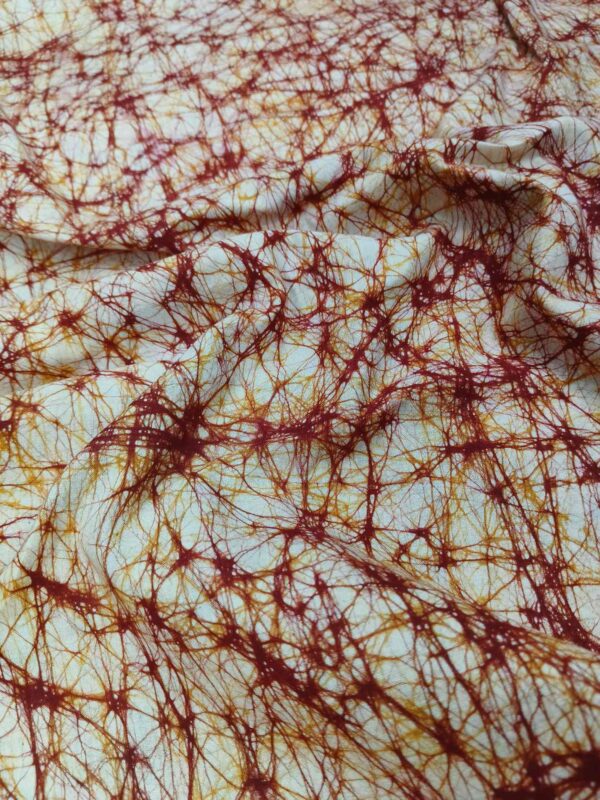 RED GOLD COTTON HAND BATIK PRINT FABRIC 11 - Image 3