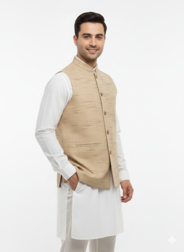Khadi Nehru Jackets Gold Brown Colour