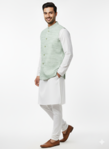 Khadi Nehru Jackets Lite Green Colour