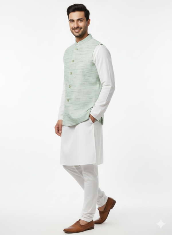 Khadi Nehru Jackets Lite Green Colour