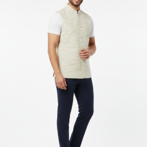Khadi Nehru Jackets Lite Biskit Colour