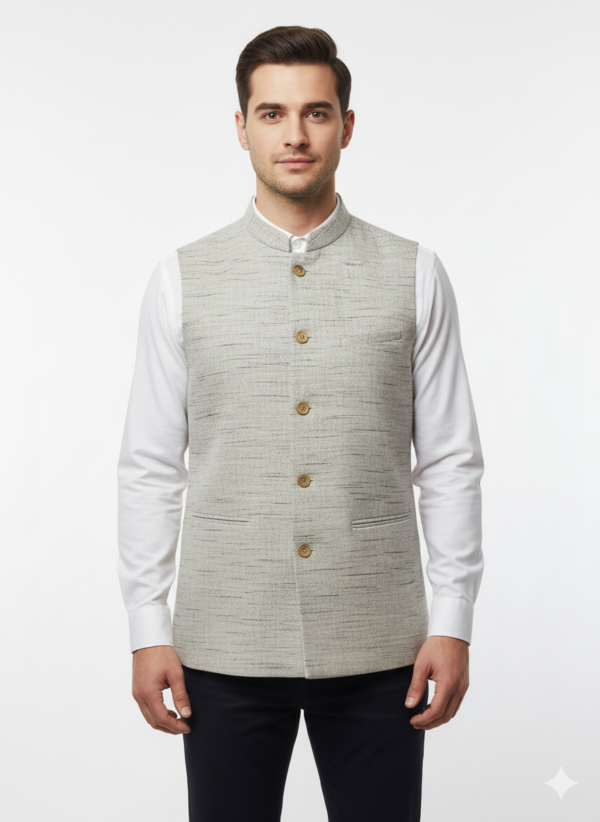 Khadi Nehru Jackets Grey Colour