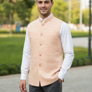 Khadi Nehru Jackets Lite Orange Colour