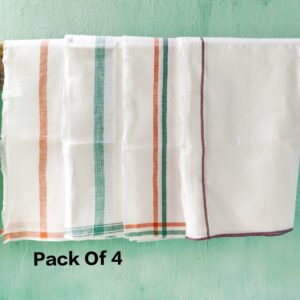 Handloom White Cotton Khadi Gamcha ( Towal ) Combo Pack 4