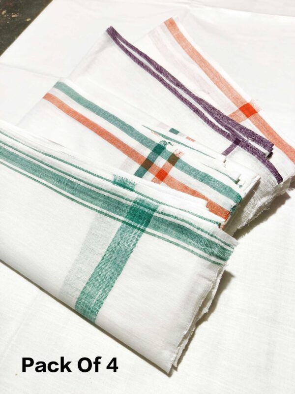 Handloom White Cotton Khadi Gamcha ( Towal ) Combo Pack 4 - Image 2
