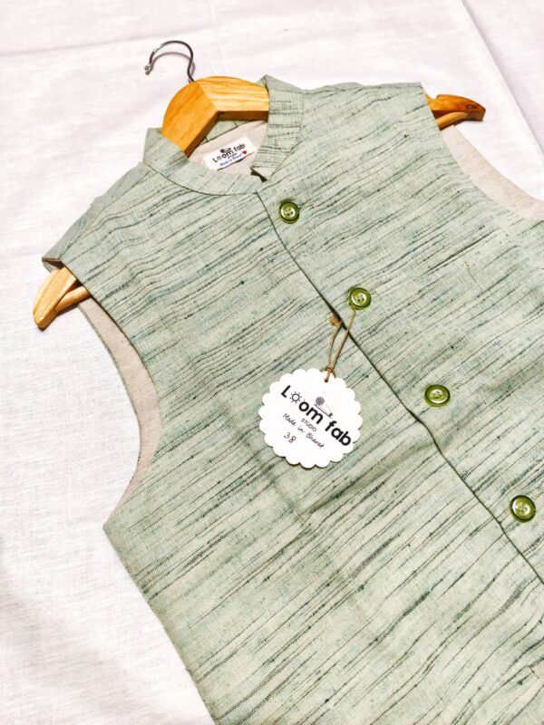 Khadi Nehru Jackets Lite Green Colour - Image 3