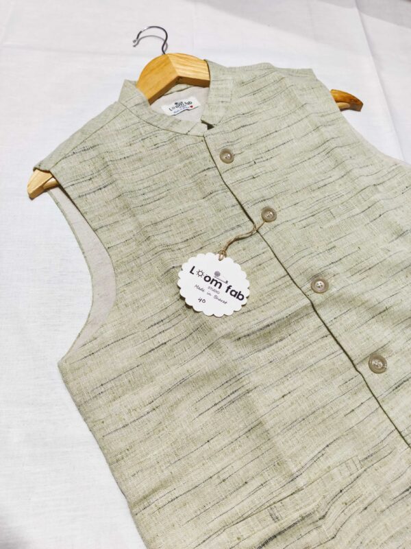 Khadi Nehru Jackets Olive Grey Colour - Image 3