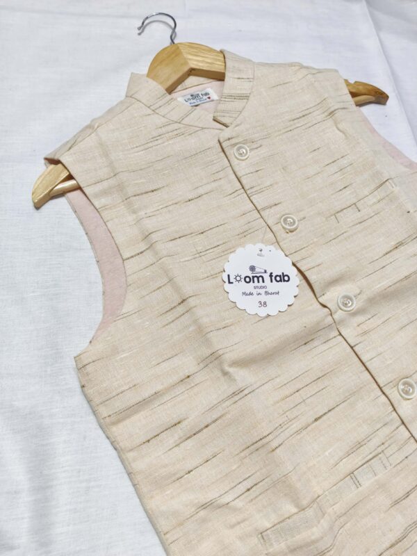 Khadi Nehru Jackets Lite Biskit Colour - Image 3