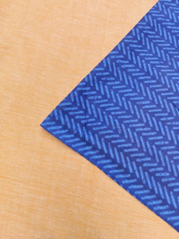 Indigo Block Print Cotton Zic Zac Design Fabric - Image 2