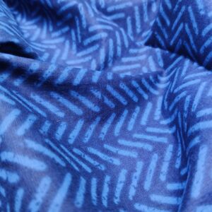 Indigo Block Print Cotton Zic Zac Design Fabric