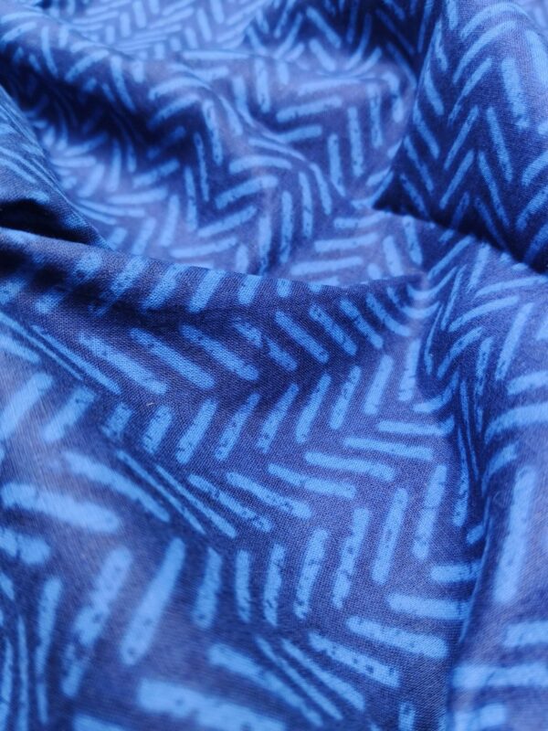 Indigo Block Print Cotton Zic Zac Design Fabric