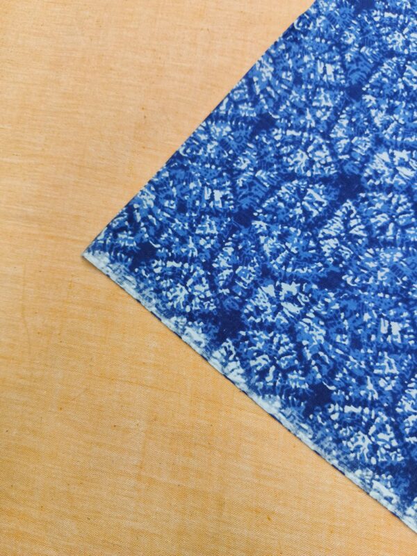 Indigo Block Print Cotton Cracked Design Fabric - Image 2