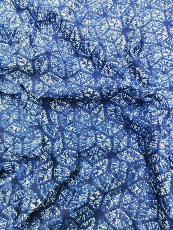 Indigo Block Print Cotton Cracked Design Fabric - Image 3