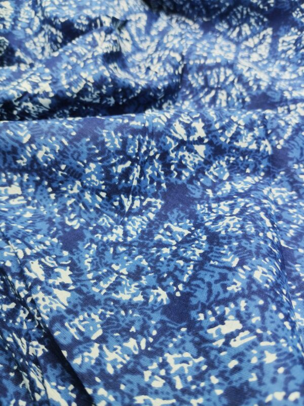 Indigo Block Print Cotton Cracked Design Fabric