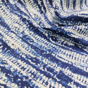 Indigo Block Print Cotton Farn Leaf Design Fabric