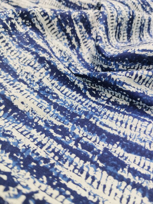 Indigo Block Print Cotton Farn Leaf Design Fabric