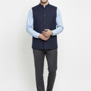 Woolen Nehru Jackets Nevy Blue Colour