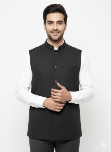 Woolen Nehru Jackets Black Colour