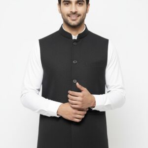 Woolen Nehru Jackets Black Colour