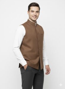Woolen Nehru Jackets Chocolate Brown Colour