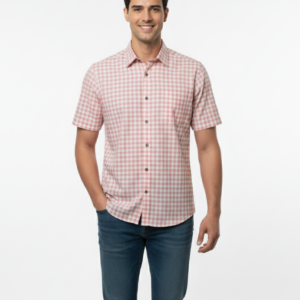 Lite Pink Check Handloom Cotton Half Sleeve Shirt
