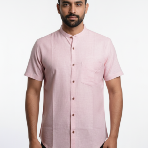 Tulip Pink Handloom Cotton Half Sleeve Shirt