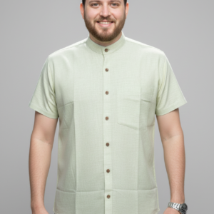 Pista Nut Green Handloom Cotton Half Sleeve Shirt