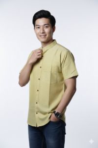 Mustard Gold Handloom Cotton Half Sleeve Shirt