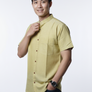 Mustard Gold Handloom Cotton Half Sleeve Shirt