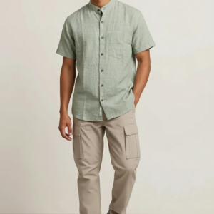 Moss Green Handloom Cotton Half Sleeve Shirt