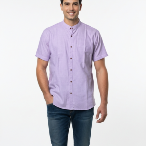 Purple Lily Handloom Cotton Half Sleeve Shirt
