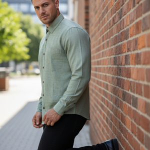 Moss Green Handloom  Cotton Full Sleeve Shirt