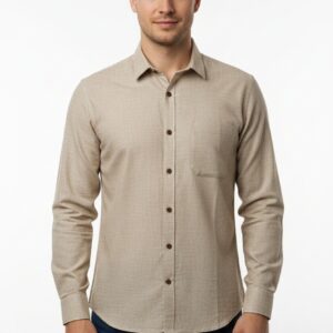 Brown Wood Handloom Cotton Full Sleeve Shirt