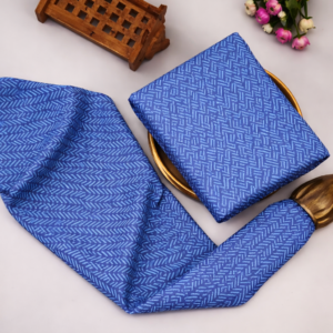 Indigo Block Print Cotton Zic Zac Design Fabric