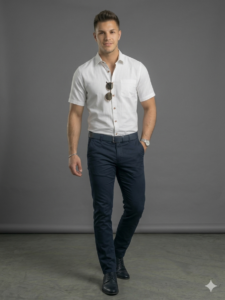 White Handloom Cotton Half Sleeve Shirt