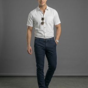 White Handloom Cotton Half Sleeve Shirt