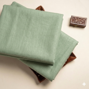 Handspun & Handwoven Cotton Pista Green Colour Fabric